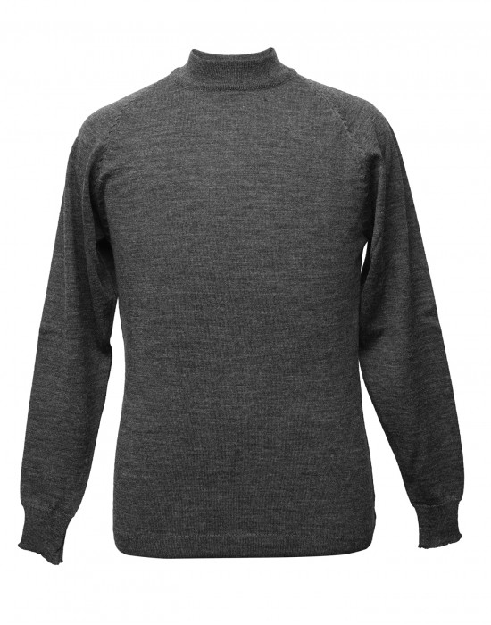 Men pure wool sweater plain light weight grey